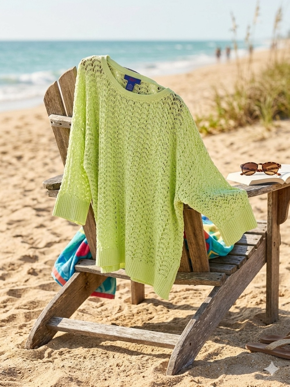 twiggy LONDON Lime Open-Knit Scoop Neck Sweater